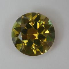 Clear yellow with a touch of green, round