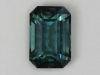 Blue/green emerald cut with closed ends.