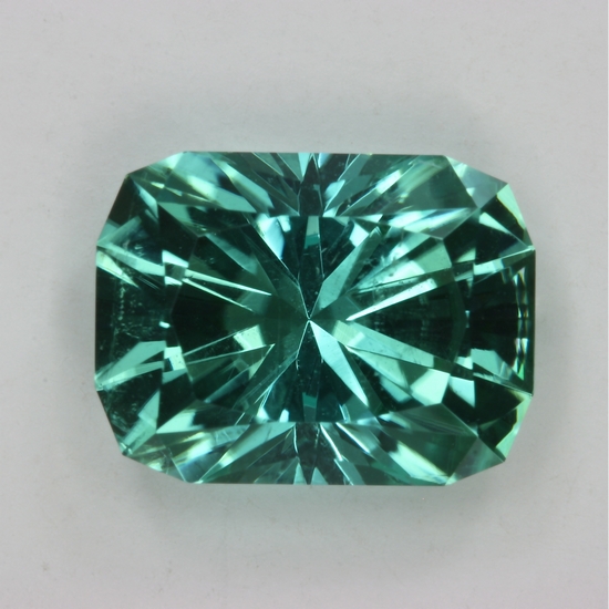 Non dichroic, medium toned blue green pastel Barion cushion. #680