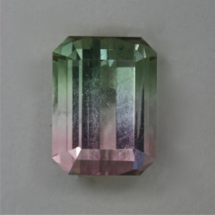 Nice, eye clean, pastel pink green bicolor, emerald cut with steep ends.  #59