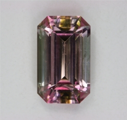 A unique example of cutting a watermelon tourmaline, emerald cut.  #69