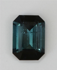 Included, closed ended, gray blue emerald cut with normal angles.  #354