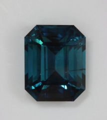Great Namibian Blue Emerald Cut with Flaw that Moved.  #371