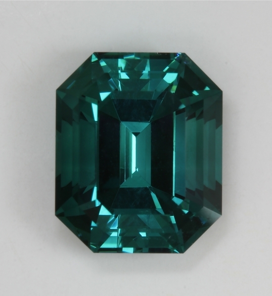 Excellent completely open blue to blue green emerald cut Namibia.  #398
