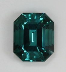 Excellent completely open blue to blue green emerald cut Namibia.  #398